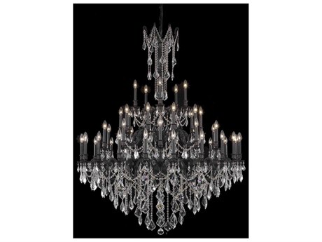 Elegant Lighting Rosalia 45-Light Dark Bronze Gold Crystal Candelabra Chandelier