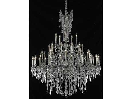 Elegant Lighting Rosalia 45-Light Pewter Clear Crystal Candelabra Tiered Chandelier