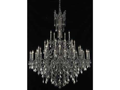 Elegant Lighting Rosalia 45-Light Pewter Gold Crystal Candelabra Tiered Chandelier