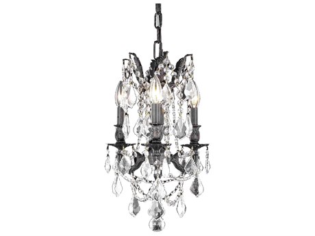 Elegant Lighting Rosalia 3-Light Dark Bronze Clear Crystal Candelabra Chandelier