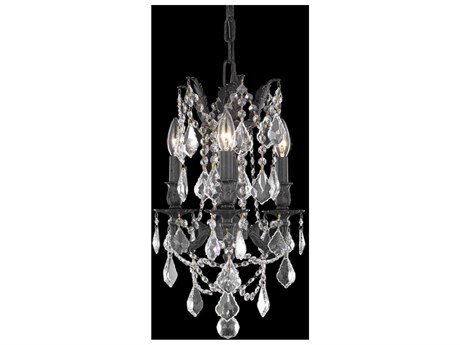 Elegant Lighting Rosalia 3-Light Dark Bronze Gold Crystal Candelabra Chandelier