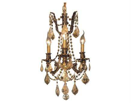 Elegant Lighting Rosalia 3-Light French Gold Crystal Candelabra Chandelier