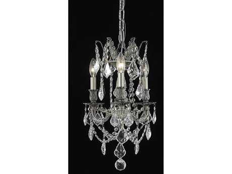 Elegant Lighting Rosalia 3-Light Pewter Clear Crystal Candelabra Chandelier