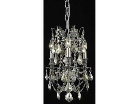 Elegant Lighting Rosalia 3-Light Pewter Gold Crystal Candelabra Chandelier
