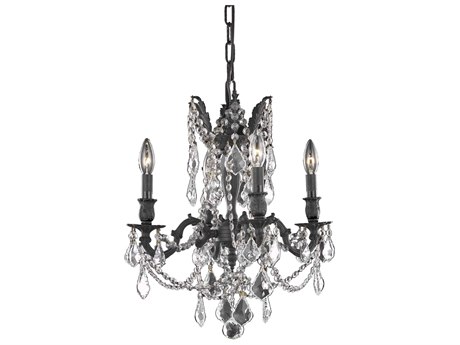 Elegant Lighting Rosalia 4-Light Dark Bronze Clear Crystal Candelabra Chandelier