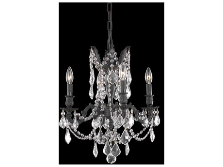 Elegant Lighting Rosalia 4-Light Dark Bronze Gold Crystal Candelabra Chandelier