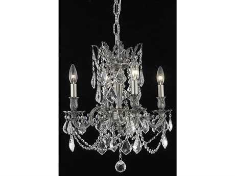 Elegant Lighting Rosalia 4-Light Pewter Clear Crystal Candelabra Chandelier