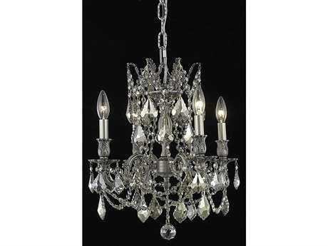 Elegant Lighting Rosalia 4-Light Pewter Gold Crystal Candelabra Chandelier