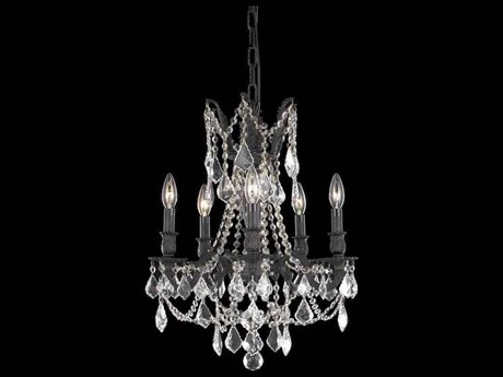 Elegant Lighting Rosalia 5-Light Dark Bronze Clear Crystal Candelabra Chandelier