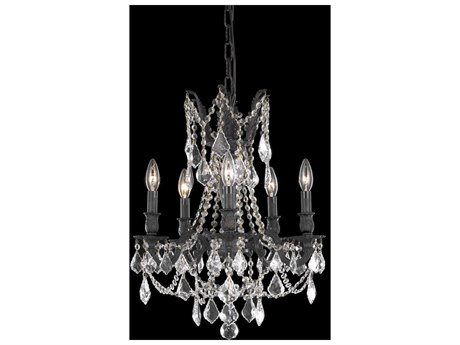 Elegant Lighting Rosalia 5-Light Dark Bronze Gold Crystal Candelabra Chandelier