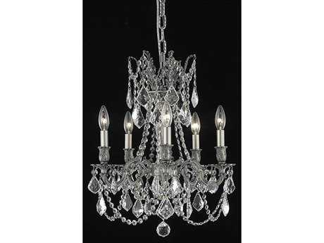 Elegant Lighting Rosalia 5-Light Pewter Clear Crystal Candelabra Chandelier