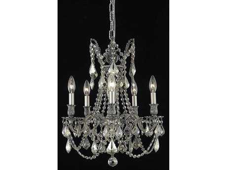 Elegant Lighting Rosalia 5-Light Pewter Gold Crystal Candelabra Chandelier