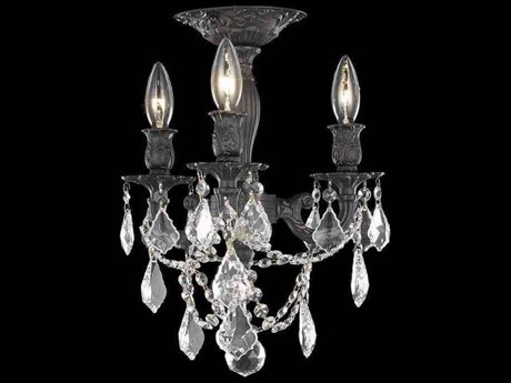 Elegant Lighting Rosalia Dark Bronze Clear Crystal Semi Flush Mount