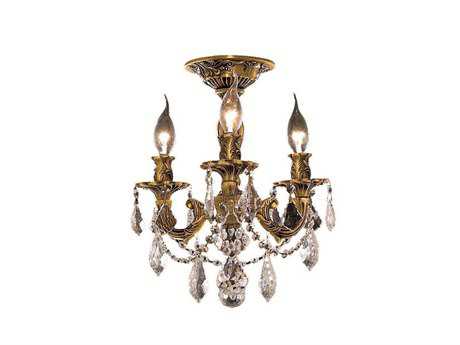 Elegant Lighting Rosalia French Gold Crystal Semi Flush Mount