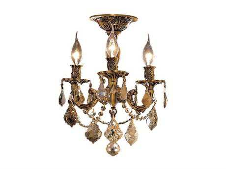 Elegant Lighting Rosalia French Gold Crystal Semi Flush Mount