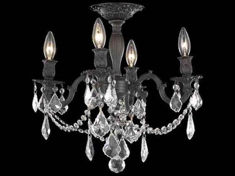 Elegant Lighting Rosalia Dark Bronze Clear Crystal Semi Flush Mount