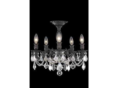 Elegant Lighting Rosalia Dark Bronze Clear Crystal Semi Flush Mount