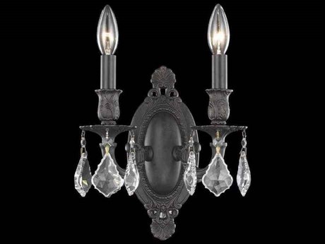 Elegant Lighting Rosalia Dark Bronze Clear Crystal Wall Sconce