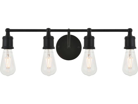 Elegant Lighting Serif 4-Light Black Vanity Light