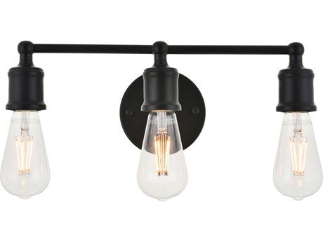 Elegant Lighting Serif 3-Light Black Vanity Light