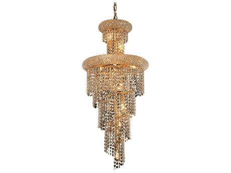 Elegant Lighting Spiral 10-Light Gold Clear Crystal Tiered Chandelier
