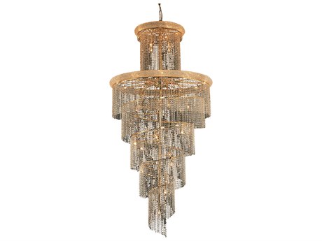 Elegant Lighting Spiral 41-Light Gold Clear Crystal Tiered Chandelier