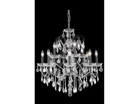 Elegant Lighting St. Francis 12-Light Dark Bronze Clear Crystal Candelabra Tiered Chandelier
