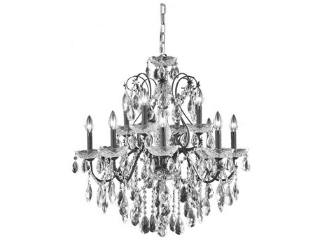 Elegant Lighting St. Francis 12-Light Dark Bronze Crystal Candelabra Tiered Chandelier