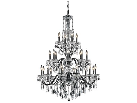 Elegant Lighting St. Francis 24-Light Dark Bronze Clear Crystal Candelabra Tiered Chandelier
