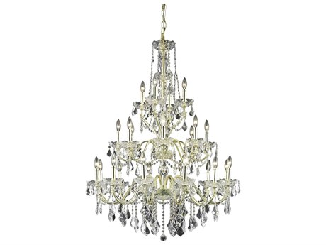 Elegant Lighting St. Francis 24-Light Gold Clear Crystal Candelabra Chandelier