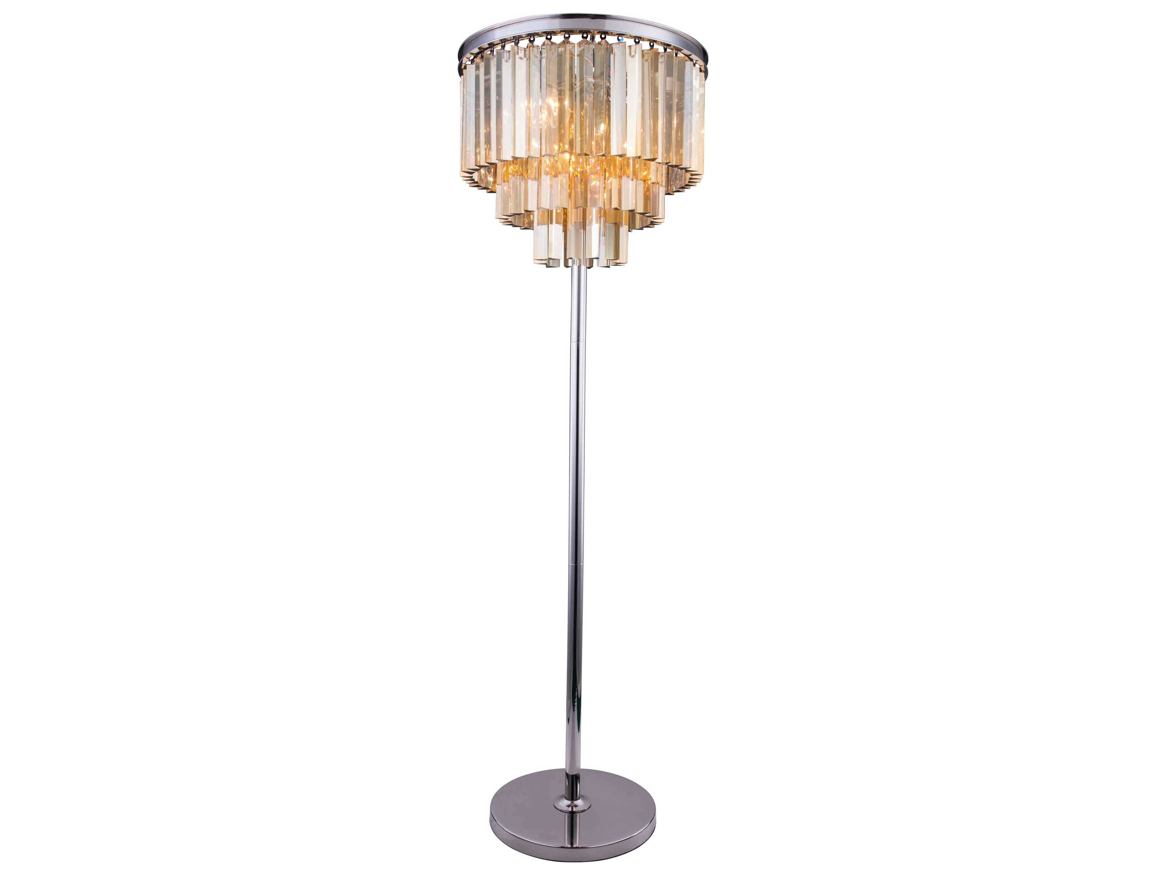 Elegant Lighting Sydney Polished Nickel & Golden Teak Crystal Eight