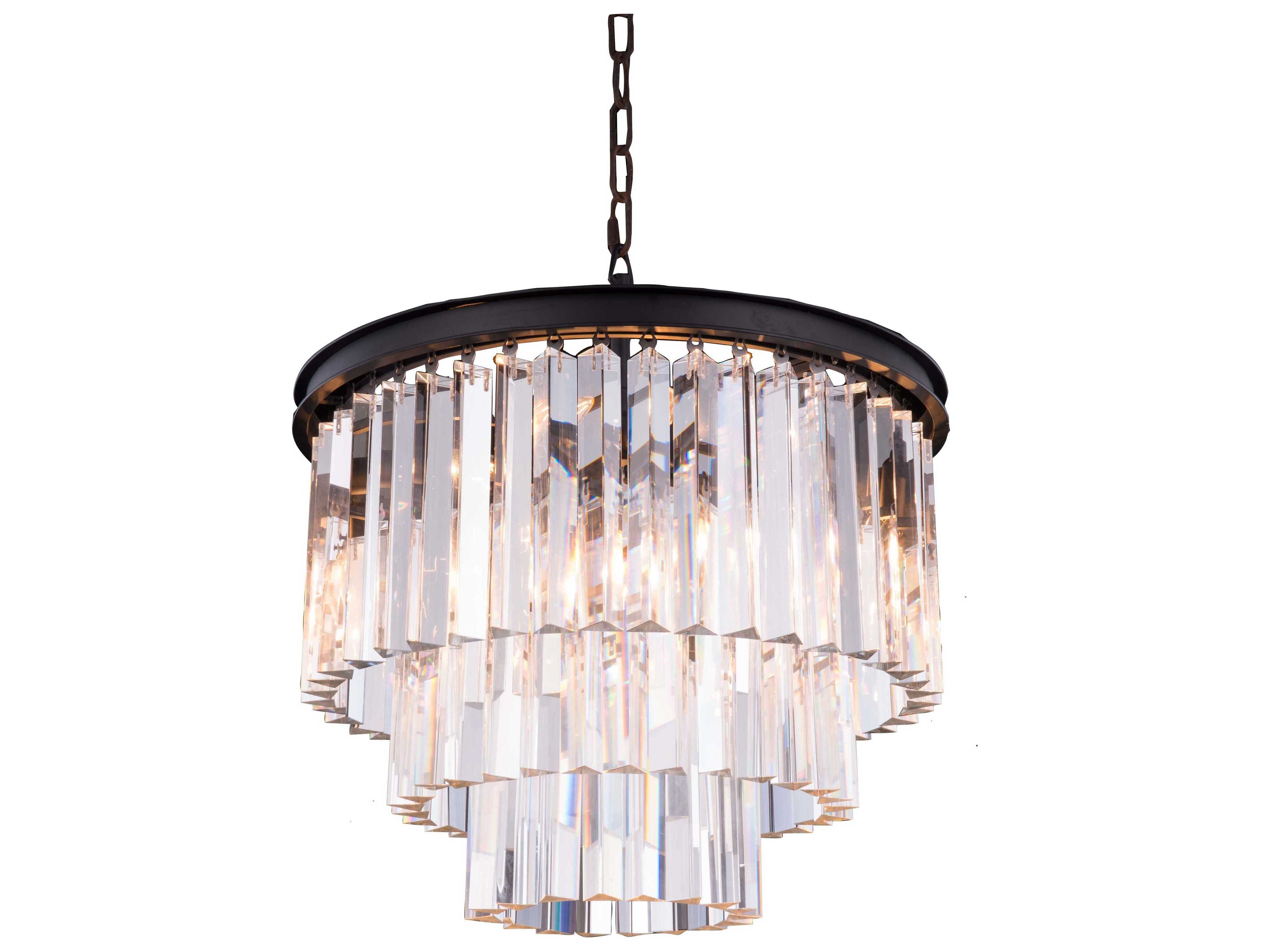 Elegant Lighting Sydney Matte Black & Clear Crystal NineLights 20