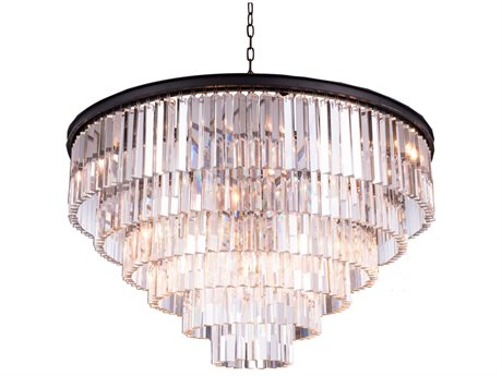 Elegant Lighting Sydney 33-Light Matte Black Clear Crystal Tiered Pendant