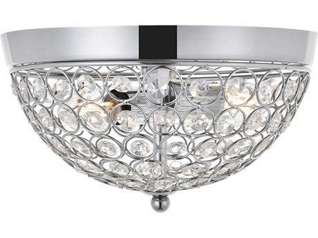 Elegant Lighting Taye 2-Light Chrome Crystal Bowl Flush Mount