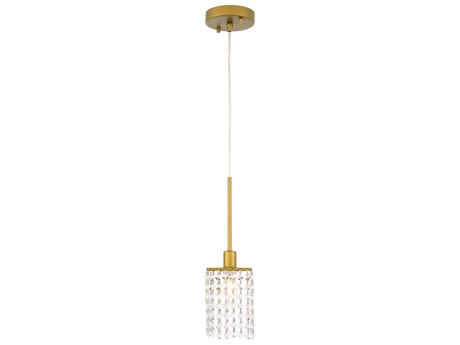 Elegant Lighting Taylor 1-Light Brass Crystal Mini Pendant