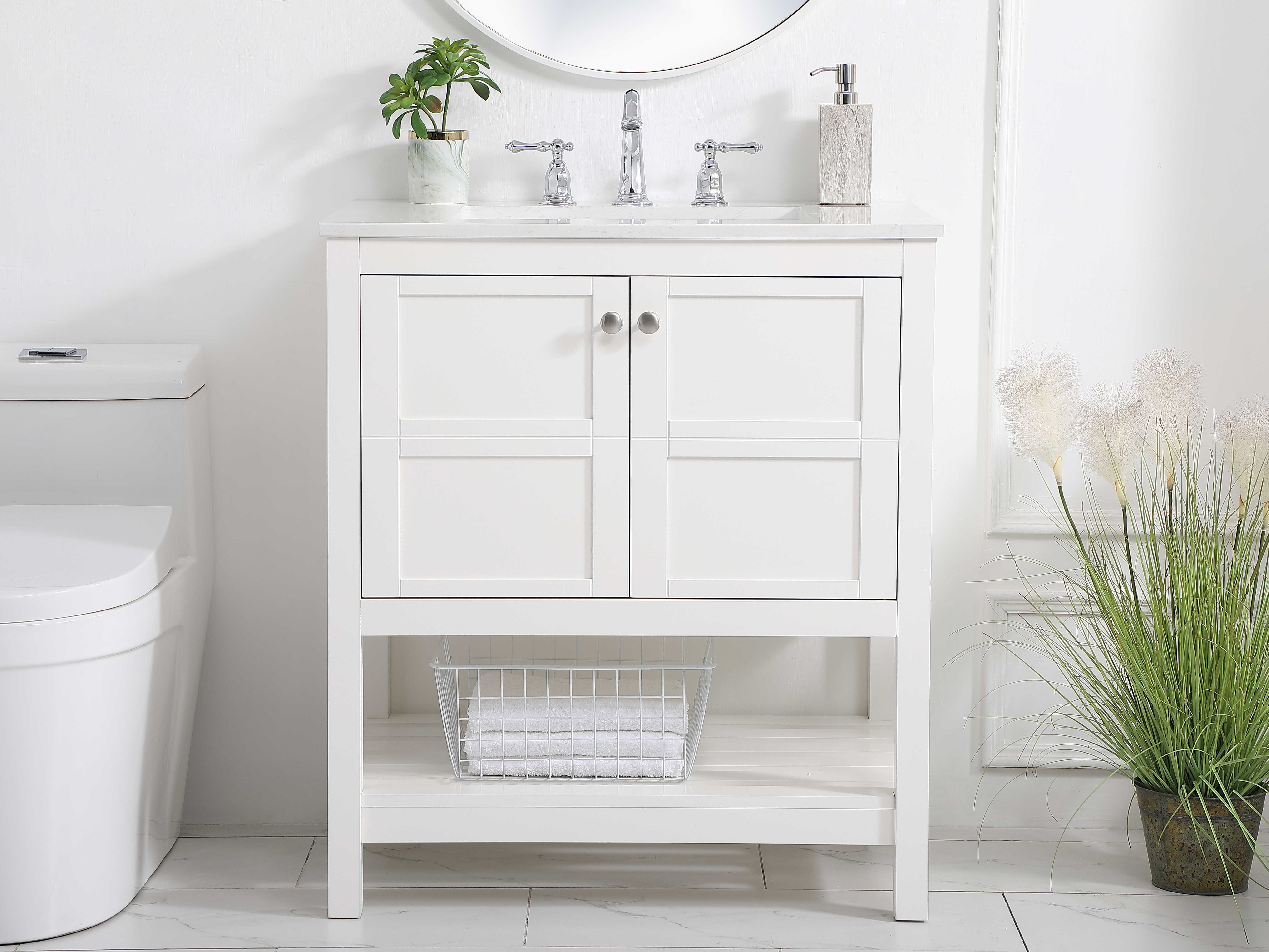 Elegant Lighting Theo White 30'' Wide Vanity EGVF16430WH