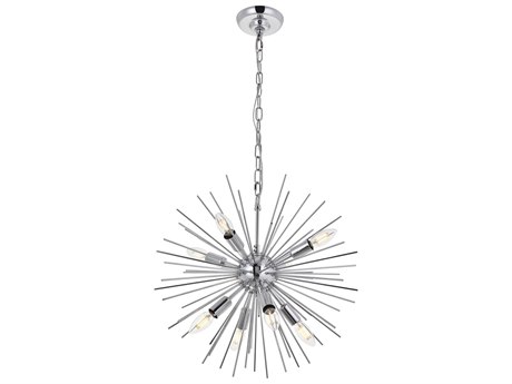 Elegant Lighting Timber 8-Light Chrome Round Pendant