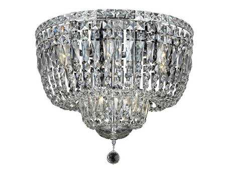 Elegant Lighting Tranquil Chrome Clear Crystal Bowl Tiered Flush Mount