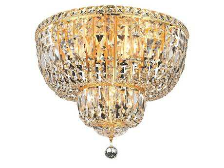 Elegant Lighting Tranquil Gold Clear Crystal Flush Mount