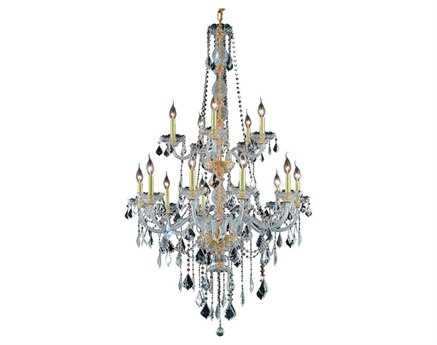 Elegant Lighting Verona 15-Light Gold Clear Crystal Glass Candelabra Tiered Chandelier