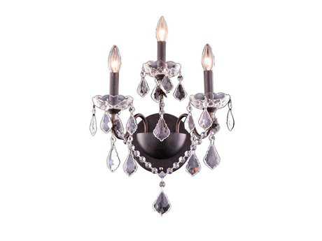 Elegant Lighting Dark Bronze Clear Crystal Wall Sconce