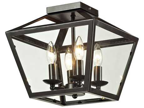 Elk Home Alanna 4-Light Oil Rubbed Bronze Glass Geometric Semi Flush Mount