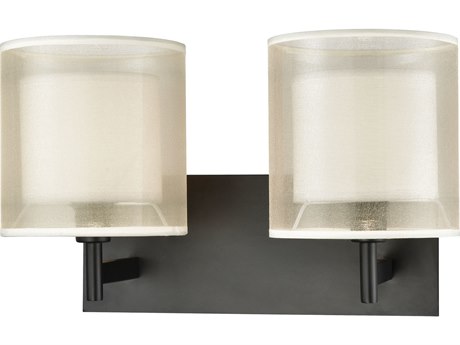 Elk Home Ashland 2-Light Matte Black White Vanity Light