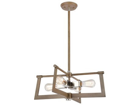 Elk Home Axis 4-Light Light Wood Satin Nickel Brown Tiered Pendant