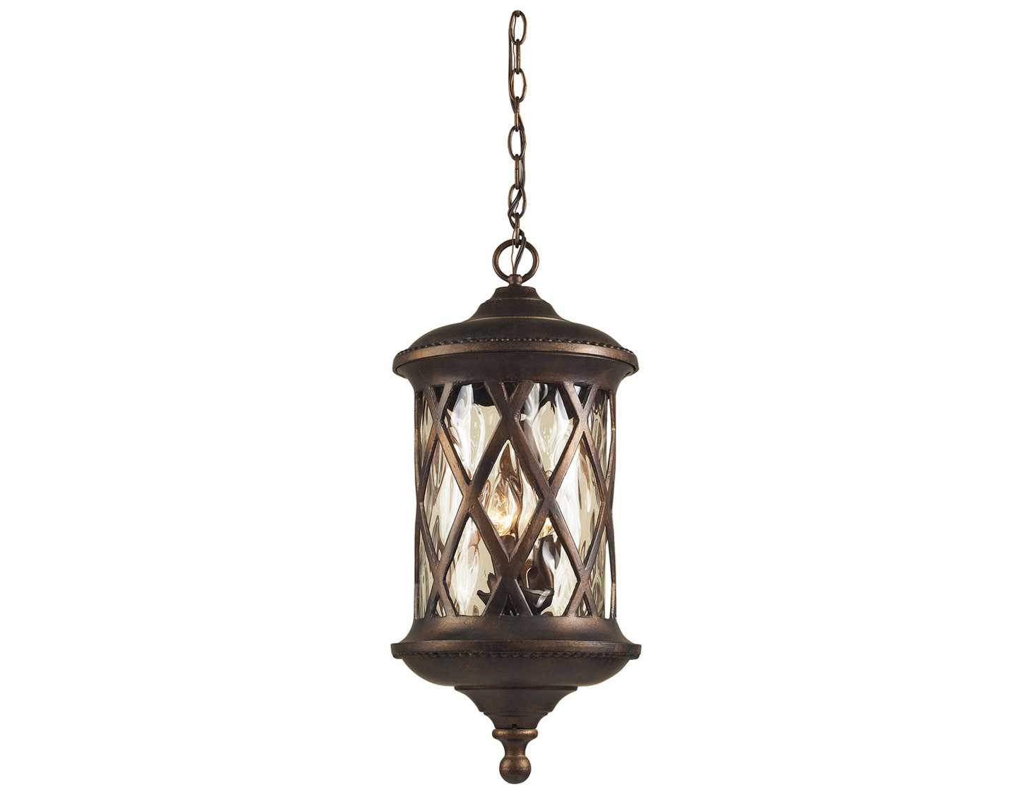 Elk Lighting Barrington Gate Hazelnut Bronze Designer Water Gl Three Light Outdoor Pendant Elk Lighting Barrington Gate Hazelnut Bronze Designer Water Gl Three Light Outdoor Pendant