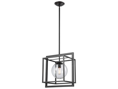 Elk Home Beam Cage 1-Light Oil Rubbed Bronze Clear Glass Globe Linear Pendant