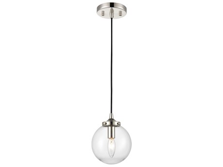 Elk Home Boudreaux 1-Light Matte Black Polished Nickel Clear Glass Globe Mini Pendant