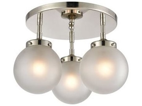 Elk Home Boudreaux 3-Light Polished Nickel White Glass Globe Semi Flush Mount