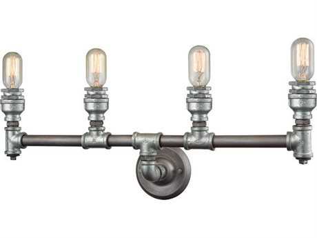 Elk Home Cast Iron Pipe 4-Light Weathered Zinc Gray Vanity Light