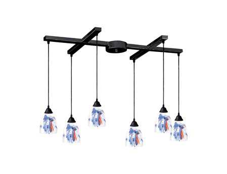 Elk Home Classico 6-Light Dark Rust Black Glass Bell Island Pendant